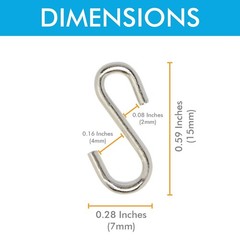 Mini S Hooks Connectors S Shaped Wire Hook Hangers 100pcs Hanging Hooks for D…