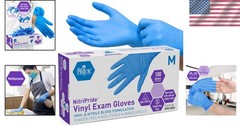 Pack of 100 Blue Disposable Nitrile/Vinyl Gloves – Safe, Non-Sterile, Food Grade