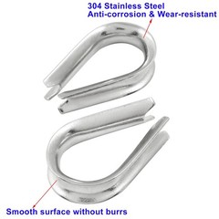 24Pcs M6 Stainless Steel Thimbles, Wire Rope Cable Thimbles Rigging for 1/4 Inch