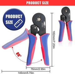 Ferrule Crimping Tool AWG 23-7, Hexagonal Ratchet Self-Adjusting Crimper for