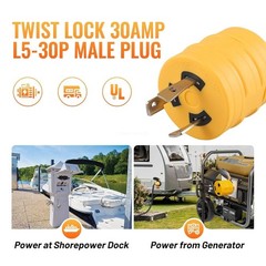 RV Power Adapter NEMA L5-30P to TT-30R Twist Lock Generator Plug Male to Female