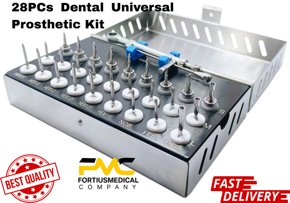 28PCS Dental Universal Prosthetic Kit Fully Autoclavable Implant Kit