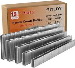 2000-Count 18 Gauge 1/4 Inch Narrow Crown Staples (1/2″+3/4″+1″+1-1/4″+1-1/2″),