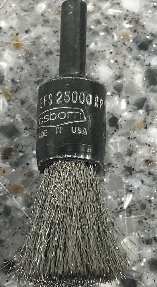 OSBORN End Brushes: 1/2″ Dia, Stainless Steel, Crimped Wire 25,000 Max RPM