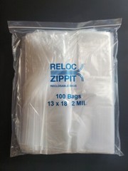 1.5×1.5 to 20×20 Clear Reloc Zippit Lock Seal Top Reclosable Zip-lock Bags 2Mil