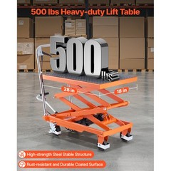 47.2″ Hydraulic Lift Table Manual Double Scissor Lift Cart 500 lbs Non-slip Pad