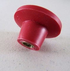 Dimco Gray Push Pull Knob, Red Thermoplastic 1/4-20 x 7/16 Insert, Rare!