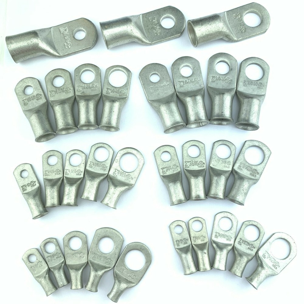 Battery Cable Ends, Lugs, Ring Terminals, Connectors, Tin Plated Pure Copper