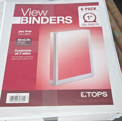 TOPS 3 Ring Non-Stick View Binder, 1″ Round Ring, White, 6 ct – TOP91125