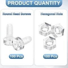 100 Set Clear Acrylic Screws and Nuts Kit M4x8mm Phillips Bolts with Nuts