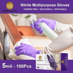 MONALISA™ Purple Disposable Exam Nitrile Gloves Powder Free 5mil M/L/XL