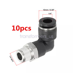 (Qty10) 1/4″ OD Tube X 1/4″ NPT Pneumatic Elbow, Push To Connect Air Fitting