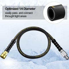 POHIR Pressure Washer Hose – 5 FT Whip with 3/8” Quick 5FT, Black