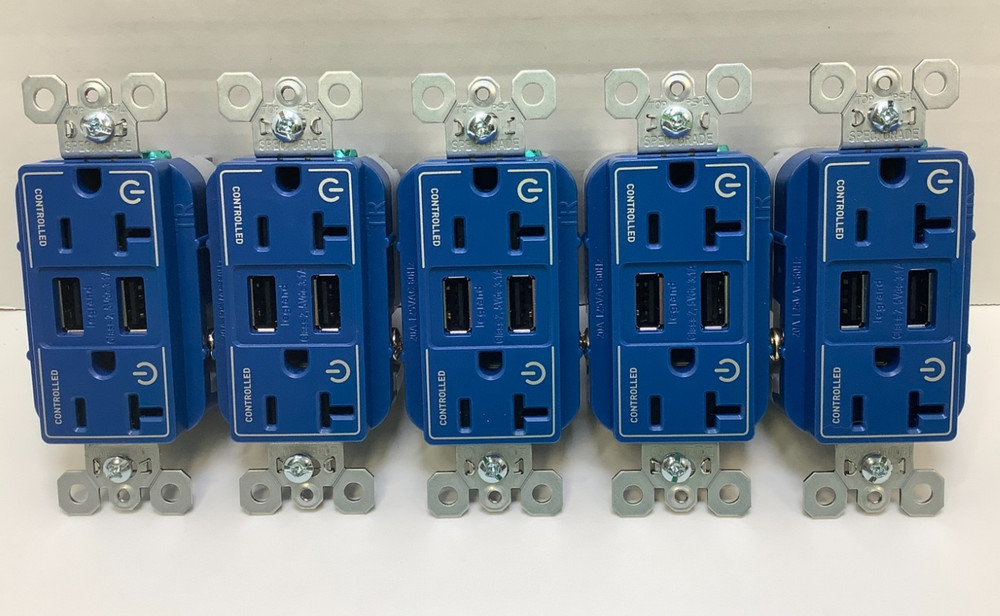 Legrand TR5362USBCDBL Tamper Resistant Duplex Outlet w/USB Charger, 20A, 5pk
