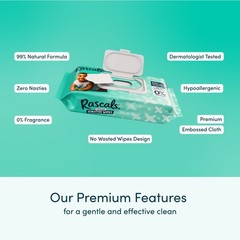 Rascals Premium Sensitive Alcohol Free Baby Wipes, 216 Count