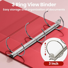 3 Inch Binders 3 Ring 4 Pack, 3″ Large Classic 4-Color Binder Set (8.5X11 Inches