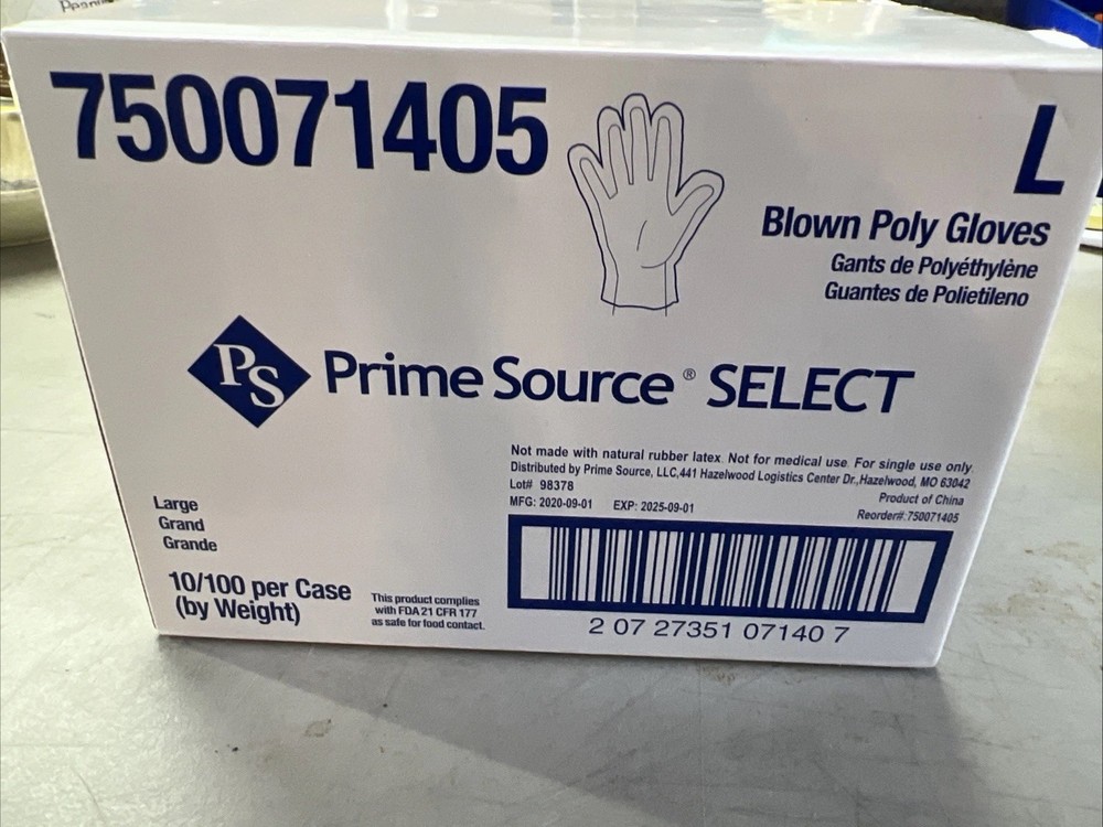 1000 Prime Source SELECT Food Service Glove Clear LARGE Blown Poly