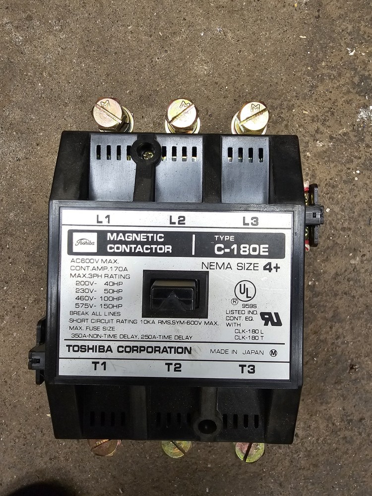 Toshiba C-180E Magnetic Contactor NEMA Size 4+ 170A 120V Coil 3 Pole 600VAC