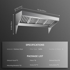 Commercial Exhaust Hood 4/5/6/7/8/9 FT Concession Trailer Food Truck Hood