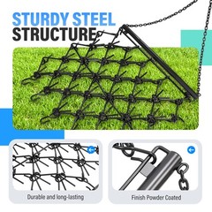 Steel Drag Harrow 4X4FT Heavy Duty Chain For ATV UTV Tractor Leveling Grading