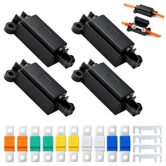 4PCS 12V DC For Midi Fuse Holder Kit with 14 Fuses 30A 40A 60A 80A 100A