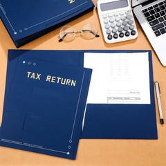 Mooliwe 100 Pcs Blue Tax Return Folders Bulk 9 x 11.25 Inches Income Tax Orga…