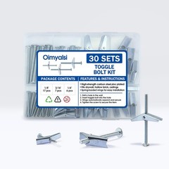 30 Sets Toggle Bolts for Drywall, Heavy Duty Metal Drywall Anchors Kit – 1/4,…