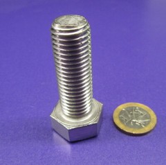 18-8 A2 Stainless Steel Bolt, FT, Metric, M12 x 1.75 x 40 mm Length, 10 Pcs