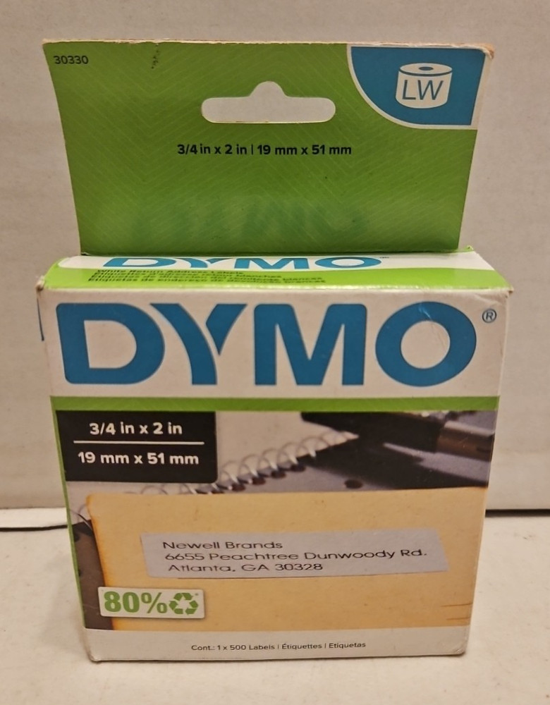 Dymo 3/4″ X 2″ White Return Address Labels 30330 (500 labels) C
