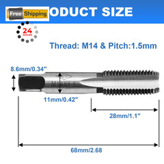 Litoexpe 2 Pcs M14 x 1.5 Metric Hand Tap, Right HSS Threading x