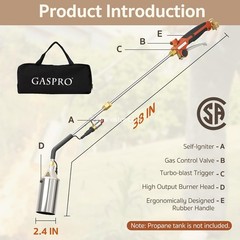 GASPRO Propane Torch Weed Burner 600000 BTU Long Handle Outdoor Garden Tool