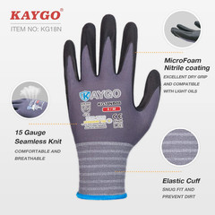Safety Work Gloves Microfoam Nitrile Coated, 3 Pairs Kg18Nb,Seamless Knit