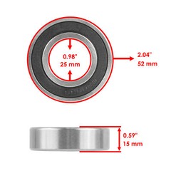 Caltric 6205-2RS 6205-2RDQE6 62052RS 6205 2RS Rubber Seal Ball Bearing 25x52x15