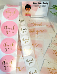 150 pcs Thank You Business Cards 3.5×2″, Thank You Stickers, Pink Gold