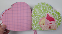 Handmade Junk Journal Heart Shaped Valentine’s – Flamingo