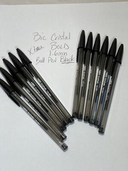 BLACK Bic Cristal Ballpoint Pens Lot of 11 NEW 1.6mm Xtra Bold Smooth Writing