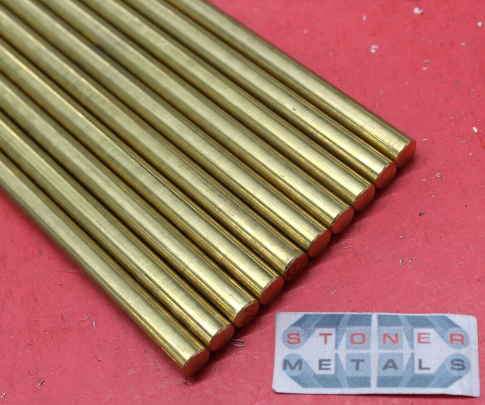 10 Pieces 3/8″ C360 BRASS SOLID ROUND ROD 36″ long New Lathe Bar Stock .375″