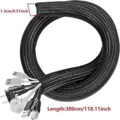 Split Braided Cable Sleeve Nylon Self Wrap Wire Loom Cord Management Protector