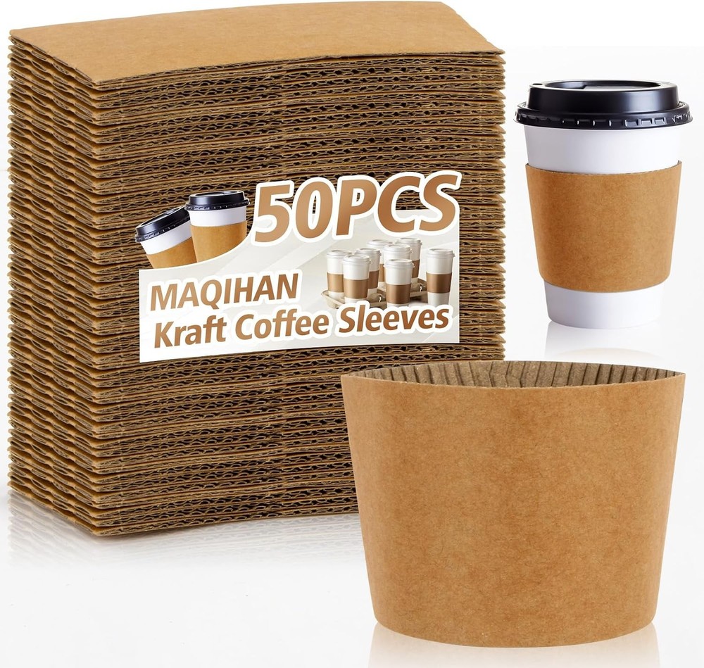50PCS Coffee Cup Sleeves – Hot Coffee Sleeves Disposable Cold Drinks Iced