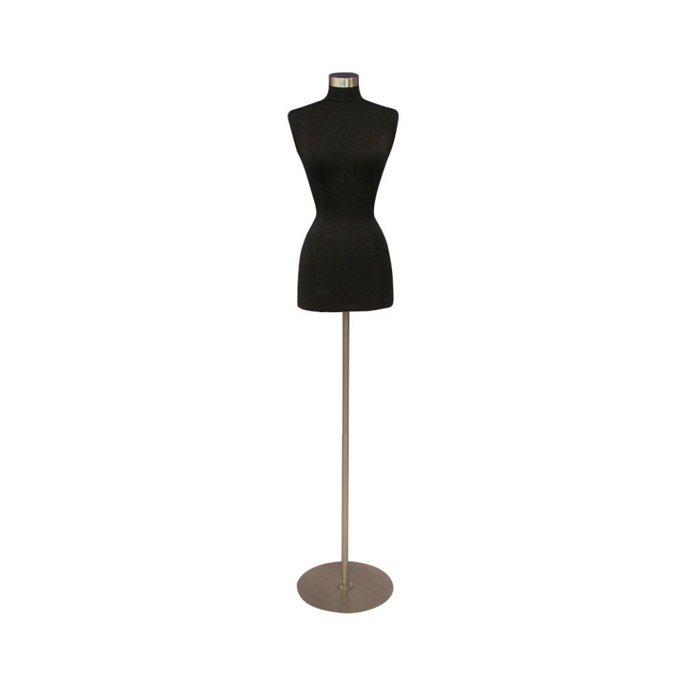 Female Dress Form Pinnable Black Mannequin Torso Size 10-12 with Metal Base
