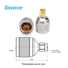 N Male to SMA Female Reverse Polarity Adapter, DC – 12.7GHz