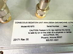 Accutron Ultra PC 31970 Dental Nitrous Sedation Regulator Cabinet Flush Mount