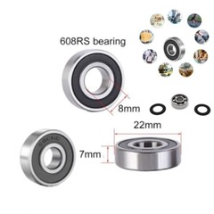 10Pack 608-2RS Ball Bearing Two Rubber Sealed Chrome Skateboard 8x22x7