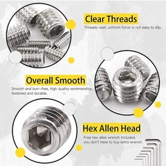 M4 M5 M6 M8 Stainless Steel Grub Screws Allen Socket Set Screws Cup Point DIN916