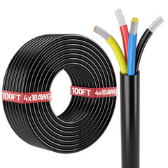 100FT 18 AWG 4 Conductor Wire Tinned Copper PVC Cable 18/4 12V