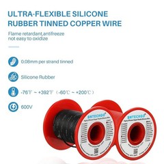 24 Gauge Silicone Wire Spool 100ft Red & Black, Flexible Tinned Copper Stranded