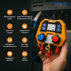 Elitech Digital Manifold Gauge for HVAC, Refrigeration & AC Systems – Support…