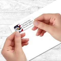 60 Return Address Labels Personalized Printed 3/4 x 2 1/4 American Eagle & Flag