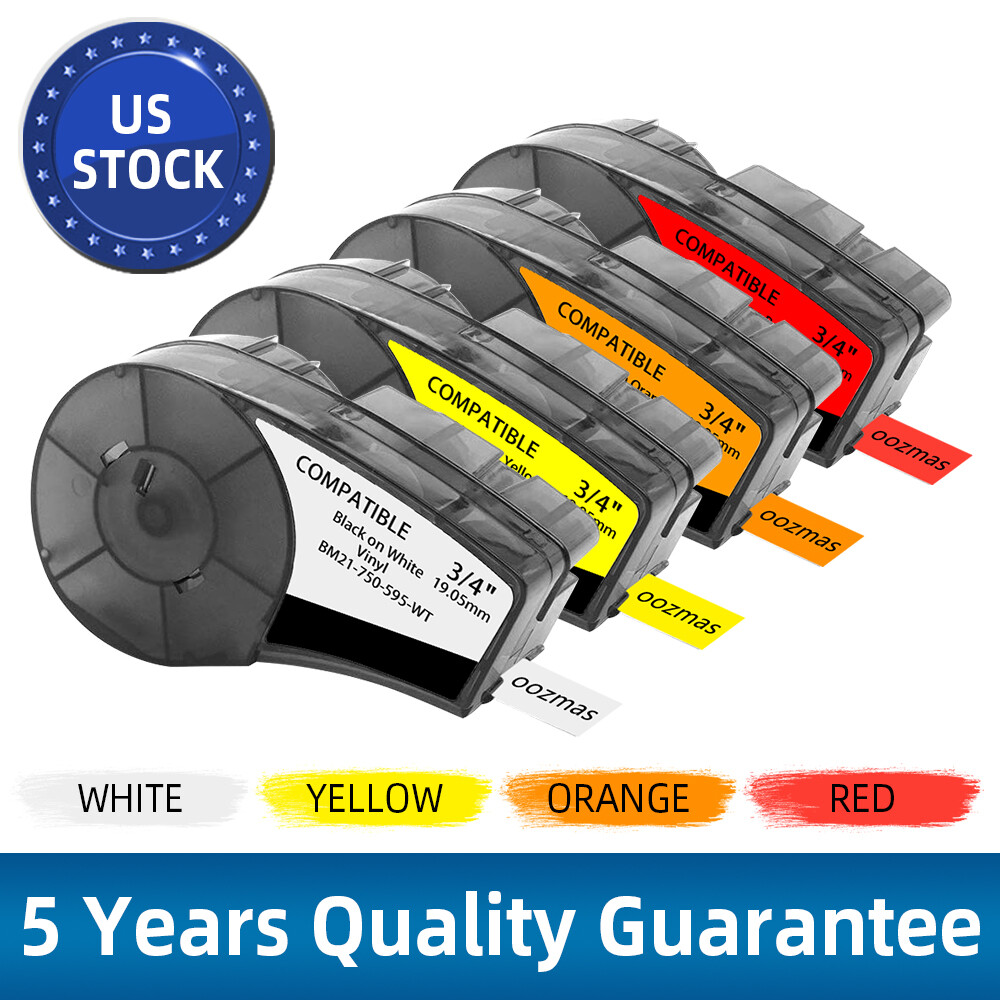 For Brady BMP21-PLUS M21-750-595-WT M21-750-499 Label Cartridge Black/White 3/4″