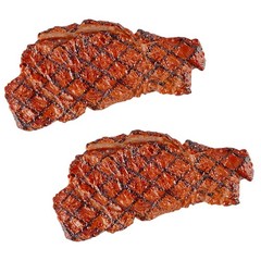 DOYIFUN 2 Pcs Fake Steak Artificial Cooked 5.9 x 2.8 x 0.6 inches, Brown